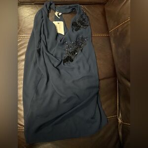 Elegant Navy Blue Embellished Dress